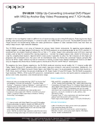 DV-983H 1080P Up-Converting Universal DVD Player with VRS by Anchor Bay Video Processing and 7.1CH Audio