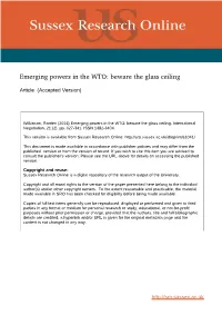 Emerging Powers in the WTO: Beware the Glass Ceiling