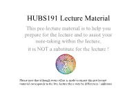HUBS191 Lecture Material
