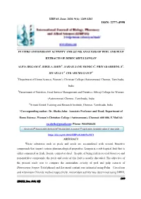 In Vitro Antioxidant Activity and Gc-Ms Analysis of Peel and Pulp