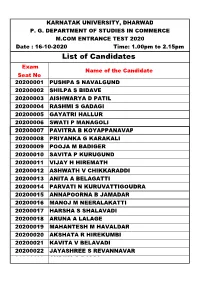 List of Candidates