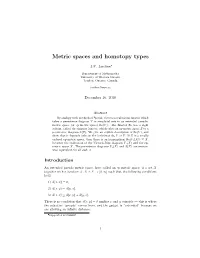 Metric Spaces and Homotopy Types