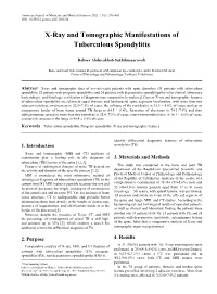 Tuberculous Spondylitis, Pyogenic Spondylitis, X-Ray and Tomographic Features
