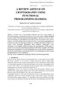 A Review Article on Cryptography Using Functional Programming:Haskell