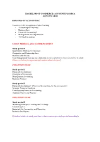 Bachelor of Commerce (Accounting) Dbca 2015 Onwards