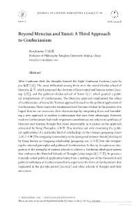 Beyond Mencius and Xunzi: a Third Approach to Confucianism