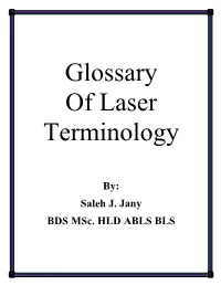 Glossary of Laser Terms