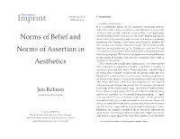 Norms of Belief and Norms of Assertion in Aesthetics