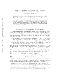 The Projective Geometry of a Group (Ω, +) Is Its Power Set P := P(Ω)