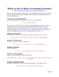 What Are the 11 Basic Accounting Formulas? ( )