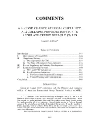 Aig Collapse Provides Impetus to Regulate Credit Default Swaps