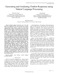 Generating and Analyzing Chatbot Responses Using Natural Language Processing