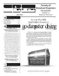 Go Dumpster Diving at WISC-TV Addressing the New World of DTV Multichannel Audio WISC-TV Is Cleaning out Its Storage Building