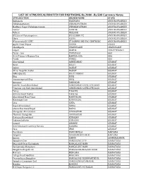 List of Atms Recalibrated for Dispensing