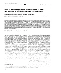 Loss of Heterozygosity on Chromosomes 11 and 17 Are Markers of Recurrence in TCC of the Bladder