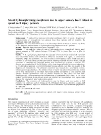 Silent Hydronephrosis/Pyonephrosis Due to Upper Urinary Tract Calculi in Spinal Cord Injury Patients