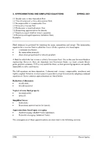 1 David Apsley 3. APPROXIMATIONS and SIMPLIFIED EQUATIONS
