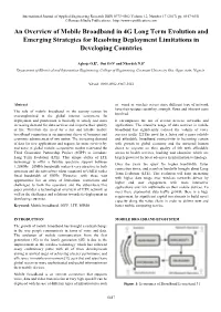 An Overview of Mobile Broadband in 4G Long Term Evolution and Emerging Strategies for Resolving Deployment Limitations in Developing Countries