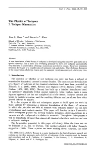 The Physics of Tachyons I. Tachyon Kinematics