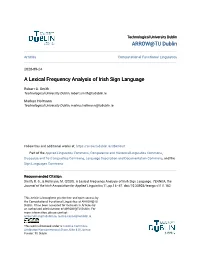 A Lexical Frequency Analysis of Irish Sign Language