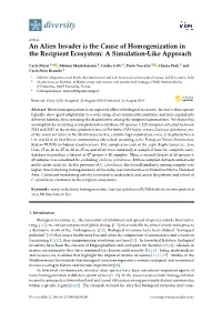 An Alien Invader Is the Cause of Homogenization in the Recipient Ecosystem: a Simulation-Like Approach