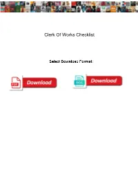 Clerk of Works Checklist
