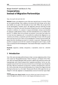 Cooperatives Instead of Migration Partnerships