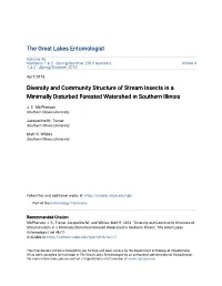 Diversity and Community Structure of Stream Insects in a Minimally Disturbed Forested Watershed in Southern Illinois