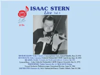 ISAAC STERN D O I Live Vol