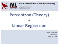 Perceptron (Theory) + Linear Regression