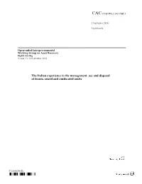 The Italian Experience in the Management, Use and Disposal of Frozen, Seized and Confiscated Assets