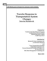 Traveler Response to Transportation System Changes Interim Handbook
