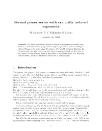 Formal Power Series with Cyclically Ordered Exponents