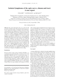 Isolated Lymphoma of the Optic Nerve, Chiasm and Tract: a Case Report