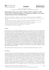Redescription and Taxonomic Status of Dipturus Chilensis (Guichenot, 1848), and Description of Dipturus Lamillai Sp