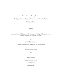 African Names and Naming Practices: the Impact Slavery and European