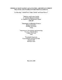 Chemical Use in Salmon Aquaculture: a Review of Current Practices and Possible Environmental Effects