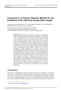 Comparison of Various Spectral Models for the Prediction of the 100-Year Design Wave Height
