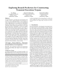 Exploring Branch Predictors for Constructing Transient Execution Trojans