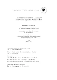 Model Transformation Languages for Domain-Specific Workbenches