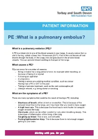 PE: What Is a Pulmonary Embolus?