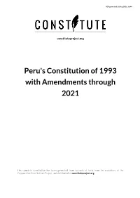 Peru's Constitution of 1993 with Amendments Through 2021