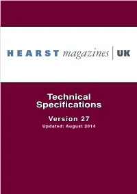 Technical Specifications Version 27 Updated: August 2014 CONTENTS 2