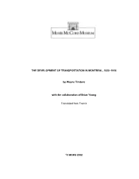 The Development of Transportation in Montreal, 1820–1918