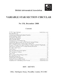 Variable Star Section Circular