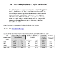 2017 National Registry Pass/Fail Report for Oklahoma