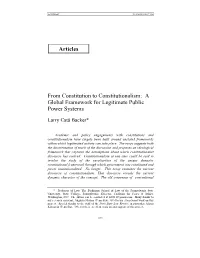 Articles from Constitution to Constitutionalism