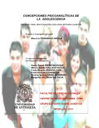 Concepciones Psicoanalíticas De La Adolescencia