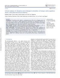 Critical Analysis of Valuation and Strategical Orientation of Merger