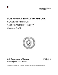 Doe Nuclear Physics Reactor Theory Handbook